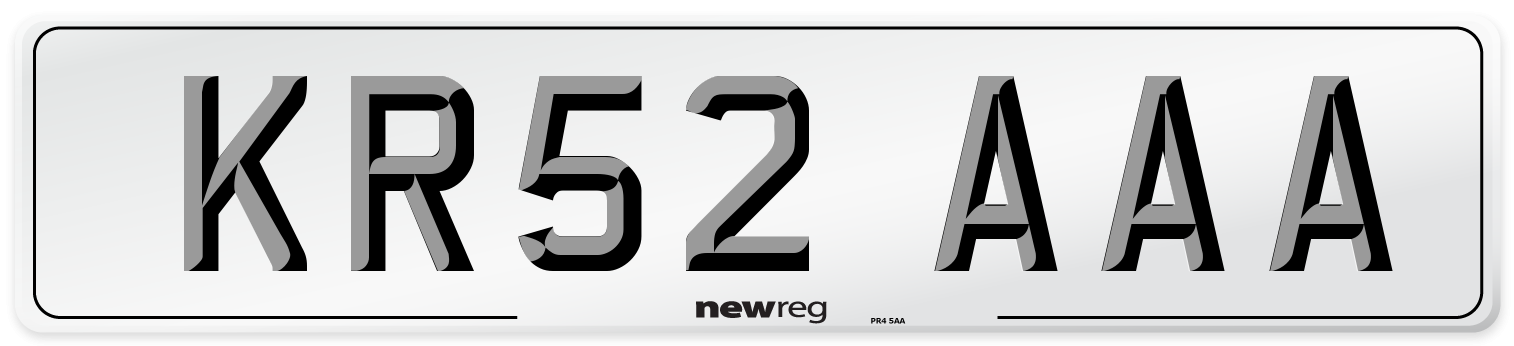 KR52 AAA Number Plate from New Reg